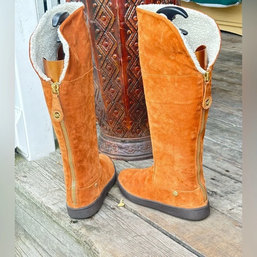 Michael Kors suede boots with a zipper on the back
